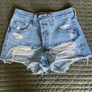 Levi's Blue Distressed Jean Shorts